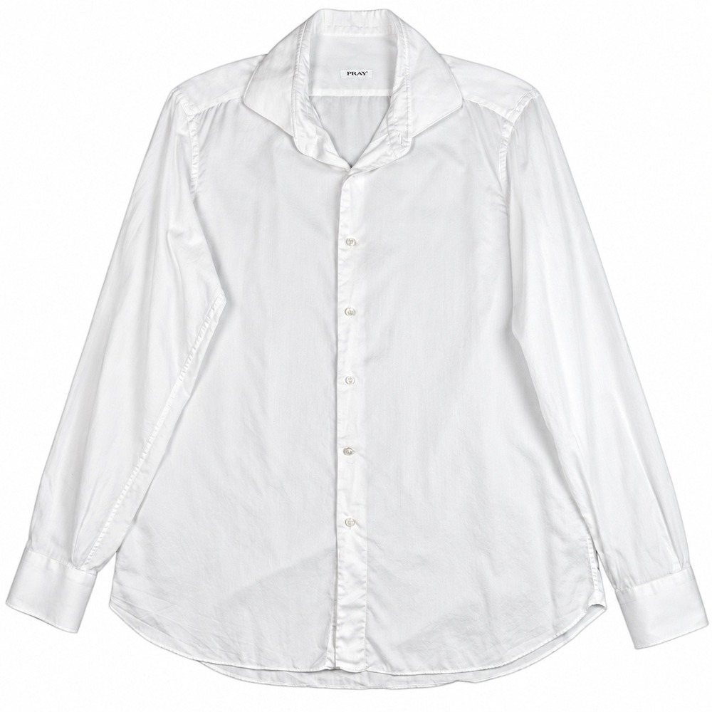 Fray Dress Shirt Men's 16.5 White 100% Cotton Made in Italy Quiet Luxury Career